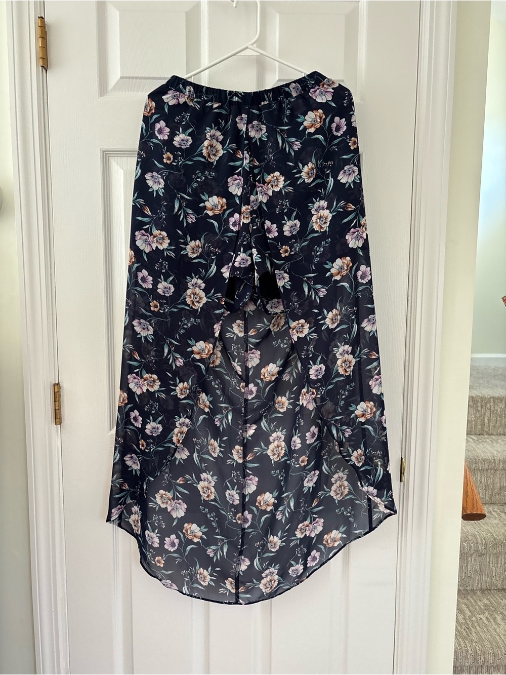 A. Byer Black Floral High-Low Skirt WITH Shorts